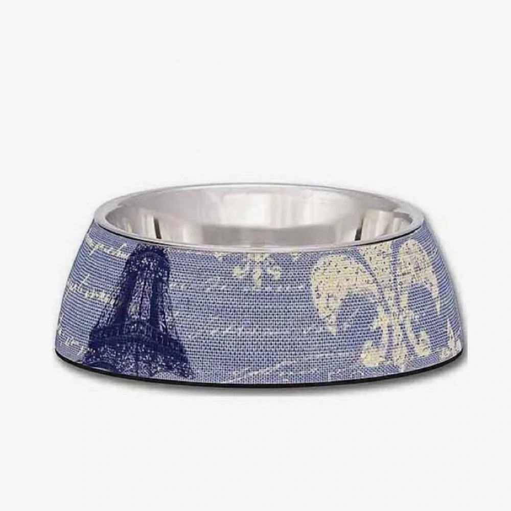 Loving Pets Milano Collection Bowl, World Traveler Blue Linen, 1.0 CT - Picture 1 of 1
